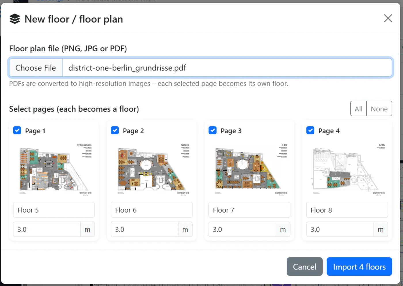 Floor plan upload
